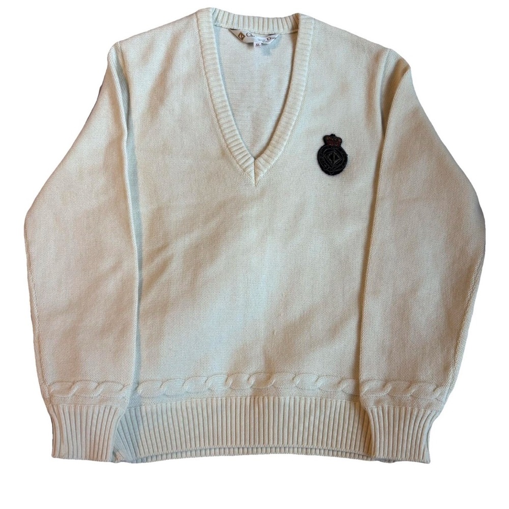 Dior Cream V-Neck Sweater for Women